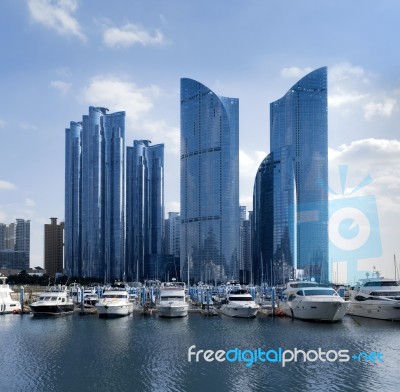 Business Tower, City Skyline, Port In Haeundae, Busan, South Kor… Stock Photo