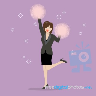 Business Woman Cheerleader Stock Image