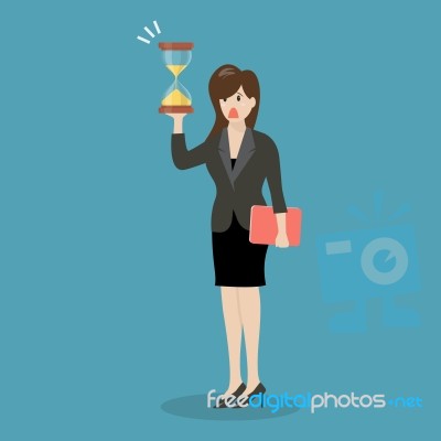 Business Woman Holding Sandglass Stock Image