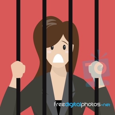 Business Woman In Prison Stock Image