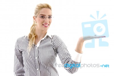 Business Woman Pointing Out Stock Photo