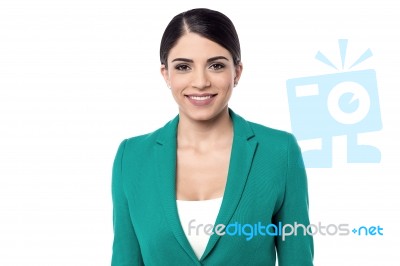 Business Woman Posing Over White Stock Photo