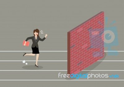 Business Woman Race To Dead End Stock Image