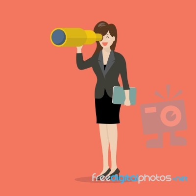 Business Woman Search In Business Strategy Stock Image