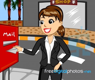 Business Woman Sending Mail Stock Image