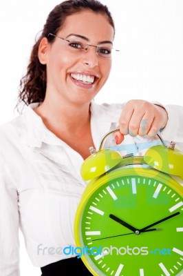 Business Woman Showing Clock Stock Photo