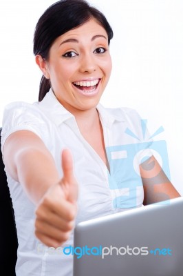 Business Woman Showing Thumbs Up Stock Photo