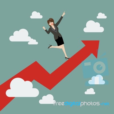 Business Woman Standing On A Growing Graph Stock Image