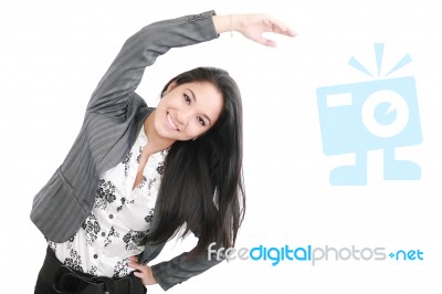 Business Woman Stretching Hand Stock Photo