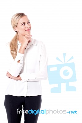 Business Woman Strikes A New Idea Stock Photo