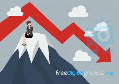 Business Woman Stuck On A Top Hill Stock Image