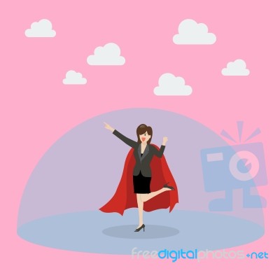 Business Woman Superhero With Protection Power Stock Image