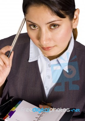 Business Woman Thinking Stock Photo