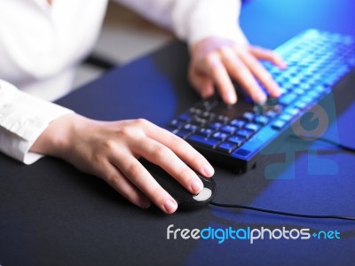 Business Woman Typing On Keyboard Stock Photo