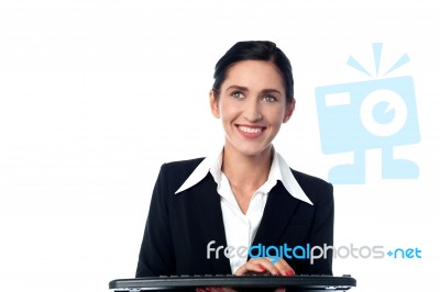 Business Woman Using Computer Keyboard Stock Photo