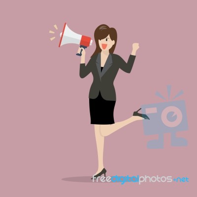 Business Woman With A Megaphone Stock Image