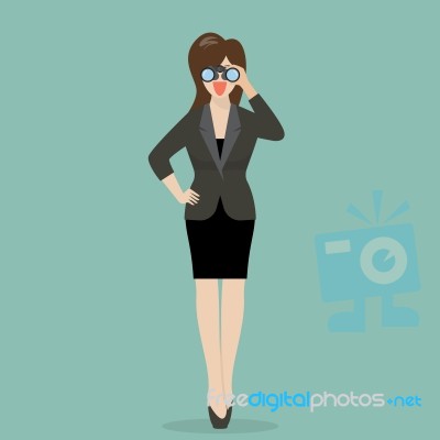 Business Woman With Binoculars Stock Image