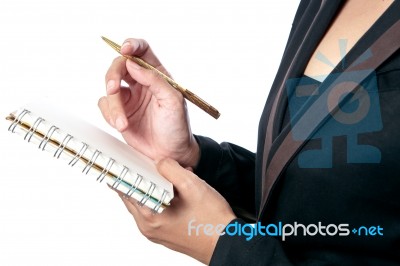 Business Woman With Book Stock Photo