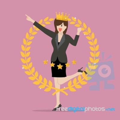 Business Woman With Golden Wreath Stock Image