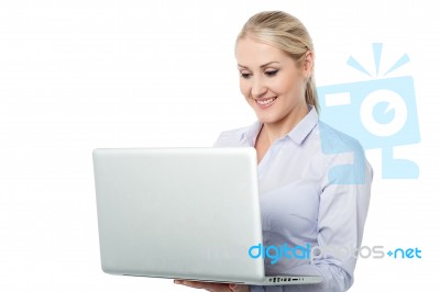 Business Woman Working On Laptop Stock Photo