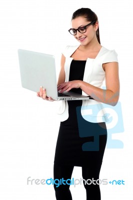 Business Woman Working On Laptop Stock Photo