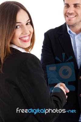 Business Women Welcomed By Her Colleague Stock Photo