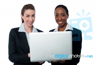 Business Women Working On Laptop Stock Photo