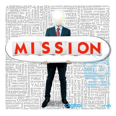 Business Word Cloud For Business And Finance Concept, Mission Stock Image