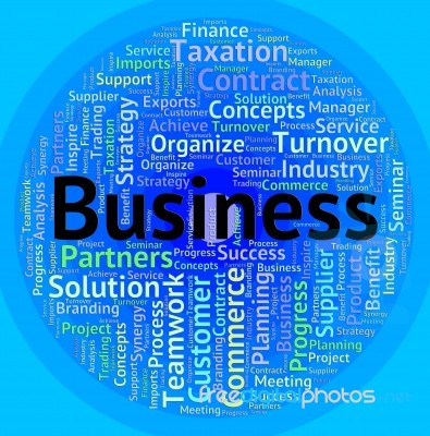 Business Word Indicates Corporate Corporation And Trade Stock Image