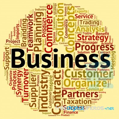 Business Word Means Text Wordclouds And Corporate Stock Image