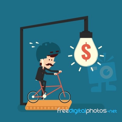 Business Working With Idea Bulb Stock Image