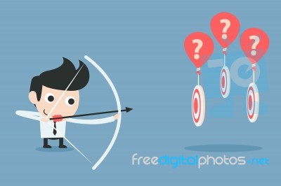 Businessman Aiming Target With Bow Stock Image