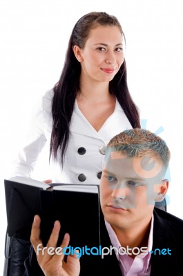 Businessman And His Secretary Stock Photo