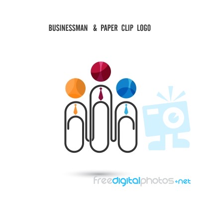 Businessman And Paper Clip Logo Design Stock Image