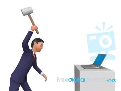 Businessman Angry Indicates Computing Internet And Keyboard Stock Image