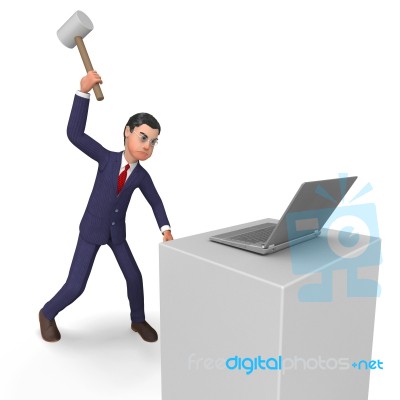 Businessman Angry Represents Executive Mad And Technology Stock Image