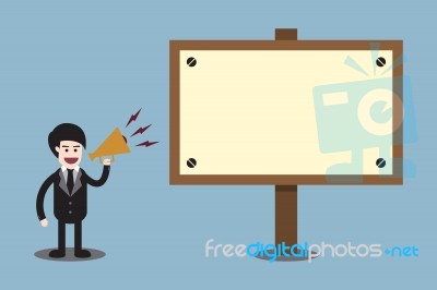 Businessman Announcement At Board Stock Image