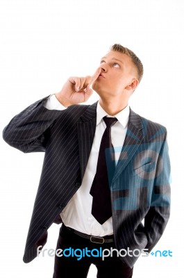 Businessman Asking To Shh Stock Photo