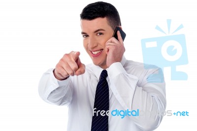 Businessman Attending An Important Call Stock Photo