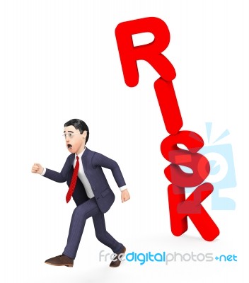 Businessman Avoiding Risk Indicates Unsteady Danger And Problems… Stock Image