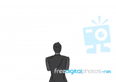 Businessman Back View Standing Stock Image