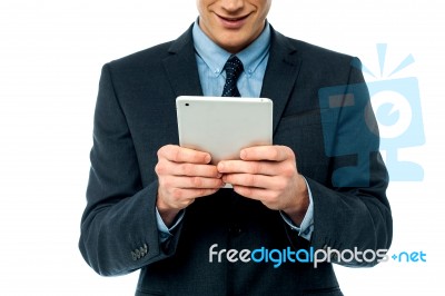 Businessman Browsing On Tablet Pc Stock Photo