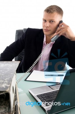 Businessman Busy On Phone Stock Photo