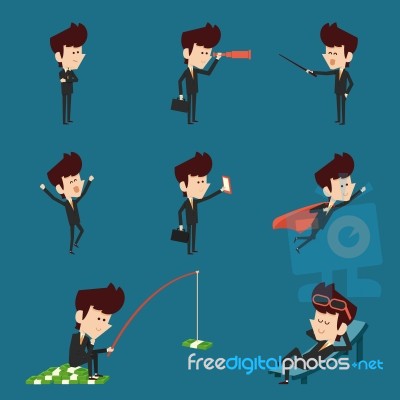 Businessman Character Flat Design Collection Stock Image