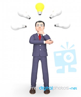 Businessman Character Means Power Sources And Ideas 3d Rendering… Stock Image