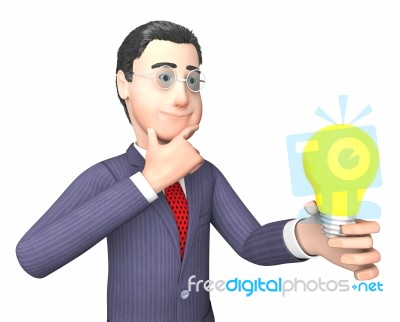 Businessman Character Shows Power Source And Thoughts 3d Renderi… Stock Image