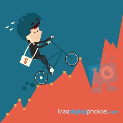 Businessman Climbing Stock Chart Stock Image