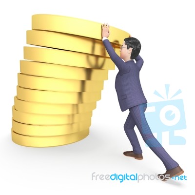 Businessman Coins Shows Earn Entrepreneurial And Currency 3d Ren… Stock Image