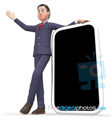 Businessman Copyspace Shows World Wide Web And Blank 3d Renderin… Stock Image