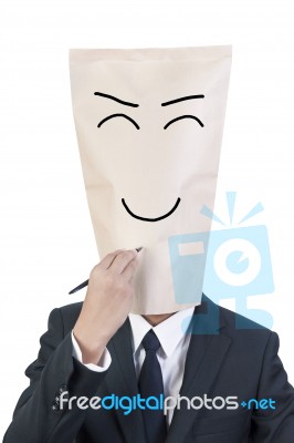 Businessman Cover Head Stock Photo